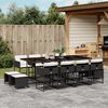 vidaXL Ensemble &agrave; manger de jardin 13 pcs coussins noir r&eacute;sine tress&eacute;e
