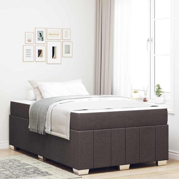 vidaXL Cadre de lit avec matelas Marron fonc&eacute; 120 x 200 cm tissu
