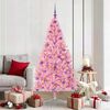 vidaXL Sapin de No&euml;l artificiel pr&eacute;-&eacute;clair&eacute; Rose 180 cm PVC
