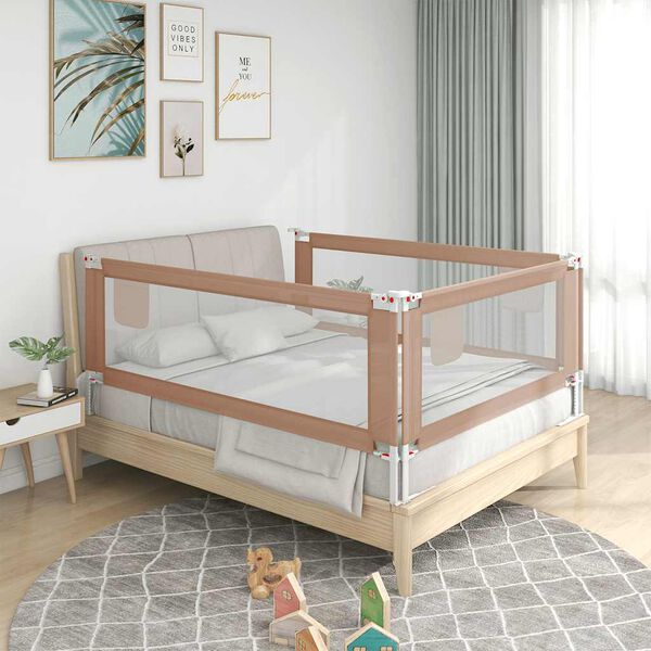 vidaXL Barri&egrave;re de s&eacute;curit&eacute; de lit d'enfant Taupe 150x25 cm Tissu