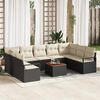 vidaXL Ensemble de canap&eacute; de jardin avec coussin 10 pcs Noir polyrotin