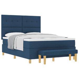 vidaXL Lit &agrave; ressorts avec matelas Bleu 140 x 200 cm tissu
