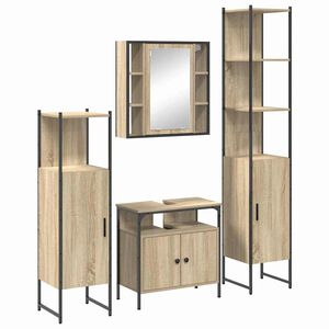 vidaXL Ensemble de mobilier de salle de bain 4 pcs Ch&ecirc;ne Sonoma