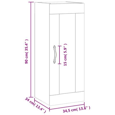 vidaXL Armoire murale chêne sonoma 34,5x34x90 cm