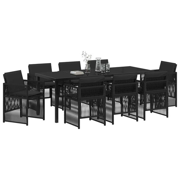 vidaXL Ensemble de salle &agrave; manger pour jardin 9 pcs Noir