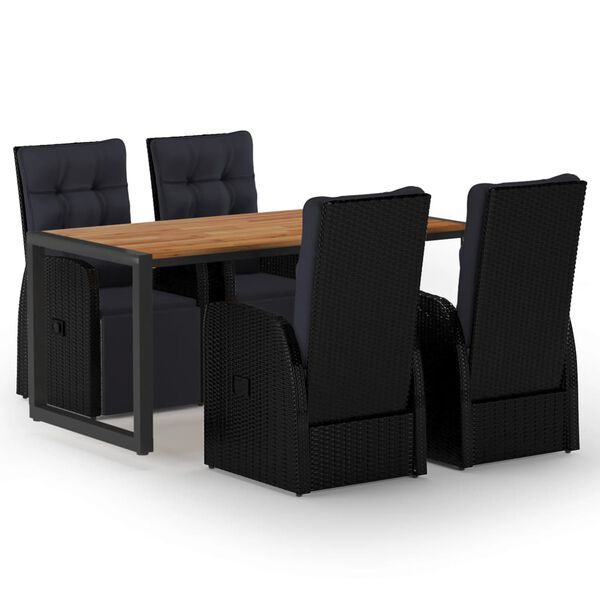 vidaXL Ensemble &agrave; manger de jardin 5 pcs Noir