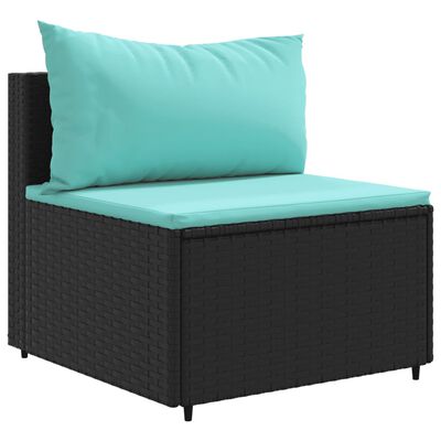 vidaXL Salon de jardin 6 pcs avec coussins noir résine tressée