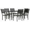 vidaXL Ensemble &agrave; manger de jardin 7 pcs noir textil&egrave;ne et acier