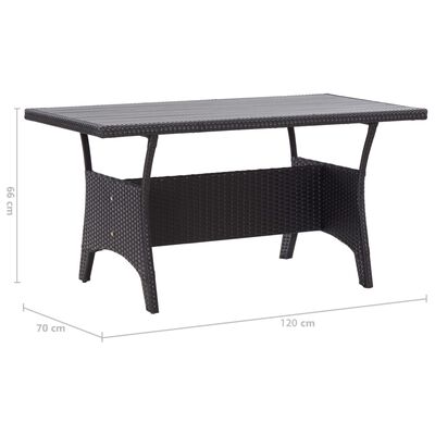 vidaXL Table de jardin Noir 120x70x66 cm Résine tressée