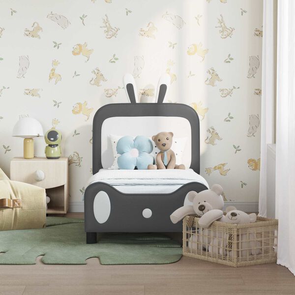 vidaXL Cadre de lit pour tout-petit avec t&ecirc;te de lit Gris clair PU
