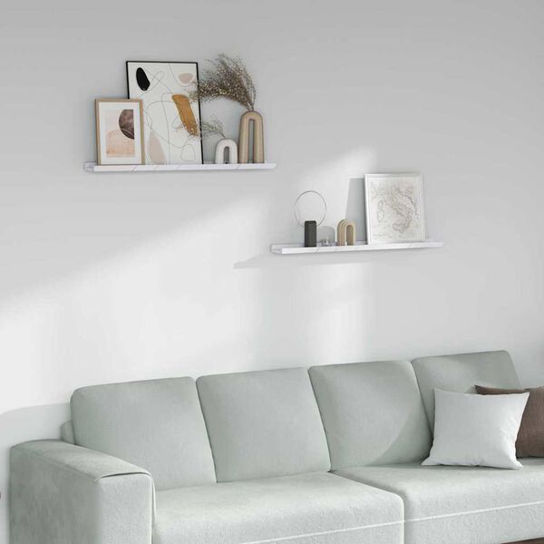 vidaXL &Eacute;tag&egrave;re Murale avec &eacute;tag&egrave;re 2 pcs Marbre blanc 80 x 9 x 3 cm
