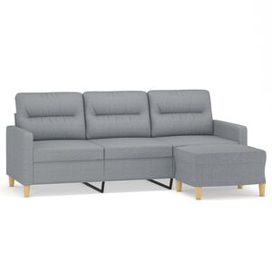 vidaXL Canap&eacute; &agrave; 3 places avec repose-pieds Gris clair 180 cm Tissu