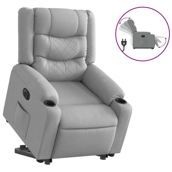 vidaXL Fauteuil inclinable &eacute;lectrique gris clair tissu
