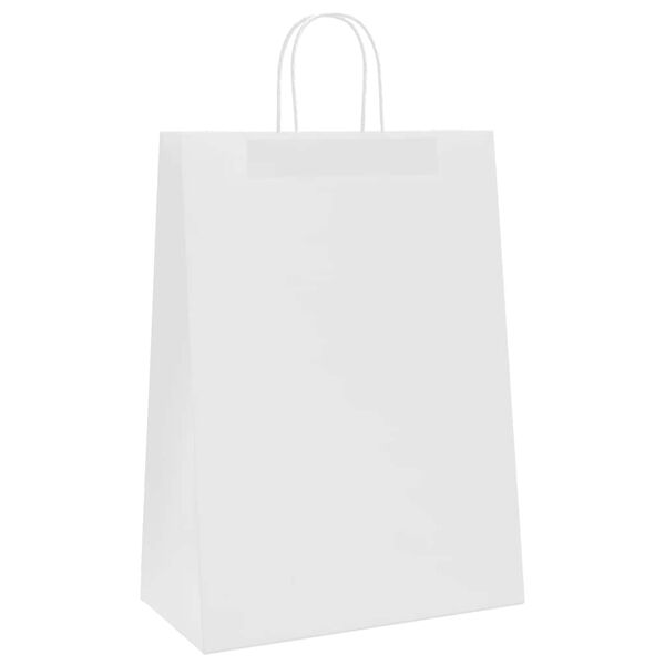 vidaXL Sacs en papier 50 pcs avec poign&eacute;es blanc 32x17x44 cm