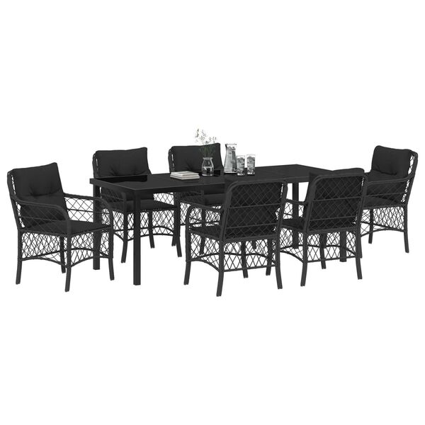 vidaXL Ensemble de salle &agrave; manger pour jardin 7 pcs Noir polyrotin