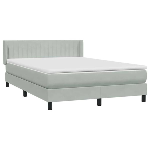 vidaXL Sommier à lattes de lit et matelas gris clair 140x220cm velours