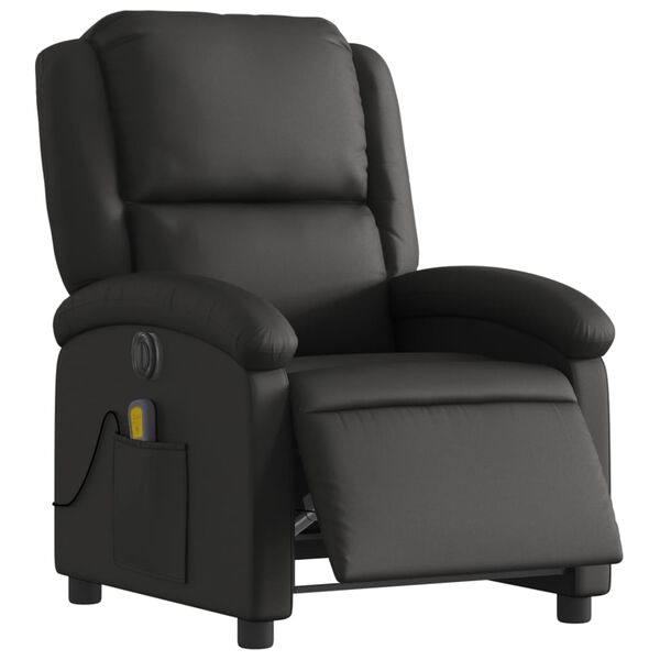 vidaXL Fauteuil de massage inclinable &eacute;lectrique noir cuir v&eacute;ritable