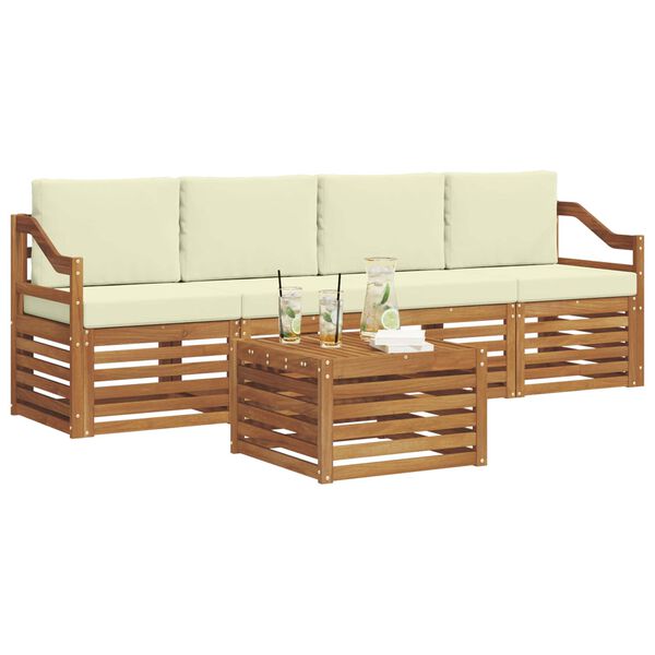 vidaXL Ensembles de canap&eacute;s avec coussin 5 pcs Naturel et Cr&egrave;me