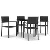 vidaXL Ensemble &agrave; manger de jardin 5 pcs Noir