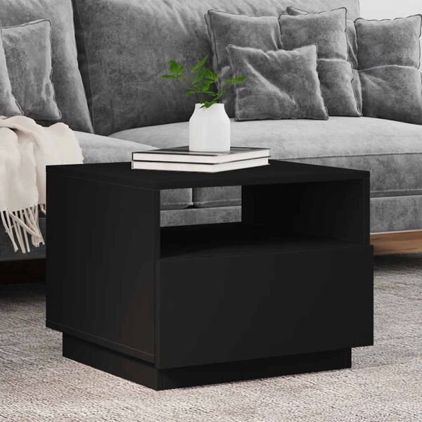 vidaXL Table basse avec lumi&egrave;res LED noir 50x49x40 cm
