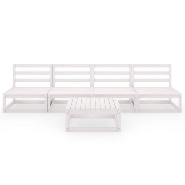 vidaXL Salon de jardin 5 pcs Blanc Bois de pin massif
