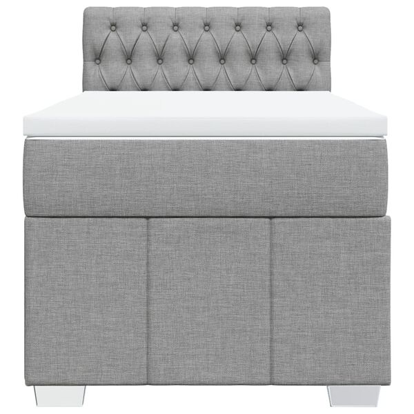vidaXL Sommier &agrave; lattes de lit avec matelas Gris clair 90x200 cm Tissu