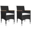 vidaXL Ensemble de bistro de jardin 3 pcs rotin et bois d&rsquo;acacia noir