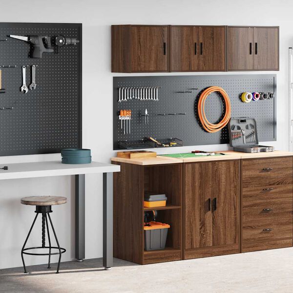 vidaXL Armoires de garage 2 pcs ch&ecirc;ne marron bois d'ing&eacute;nierie