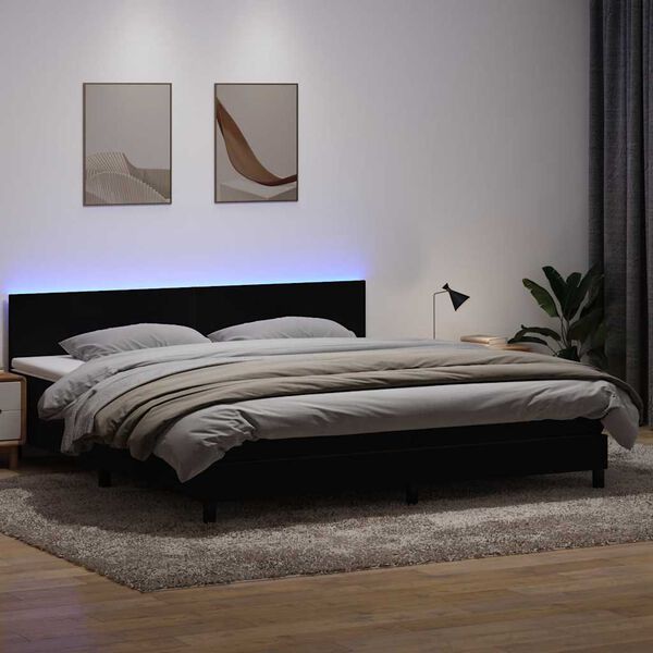 vidaXL Sommier &agrave; lattes de lit avec matelas et LED noir 180x220 cm velours