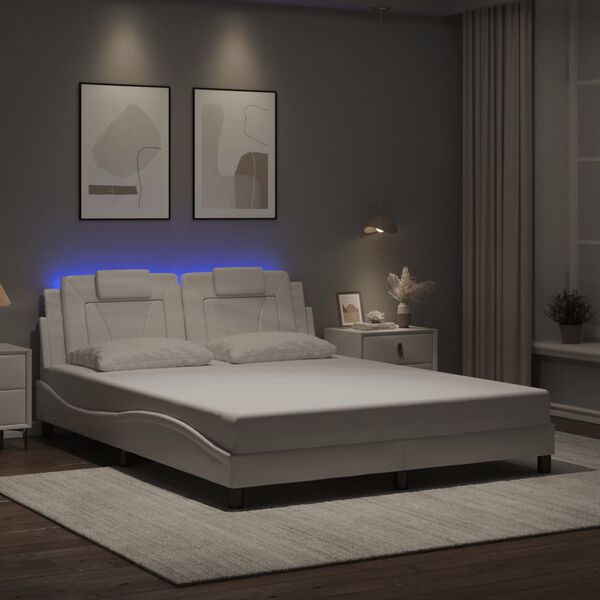 vidaXL Cadre de lit Viana avec LED sans matelas blanc 160x200 cm