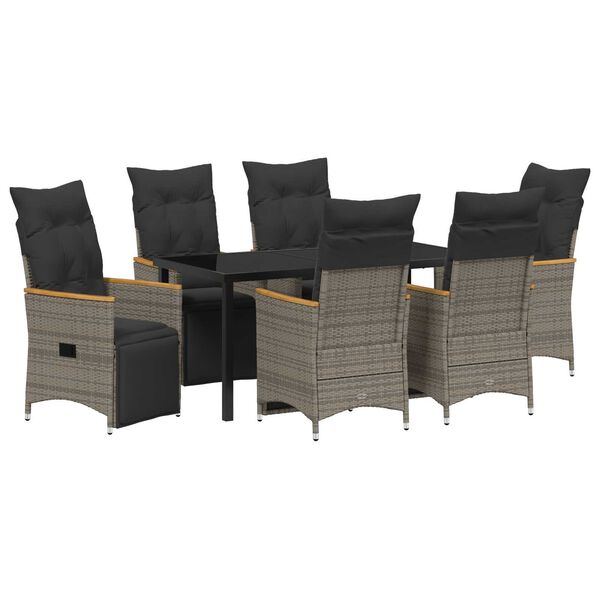vidaXL Ensemble de salle &agrave; manger pour jardin 7 pcs Gris polyrotin