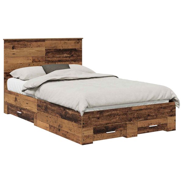 vidaXL Cadre de lit Bois ancien 120 x 190 cm Bois d'ing&eacute;nierie