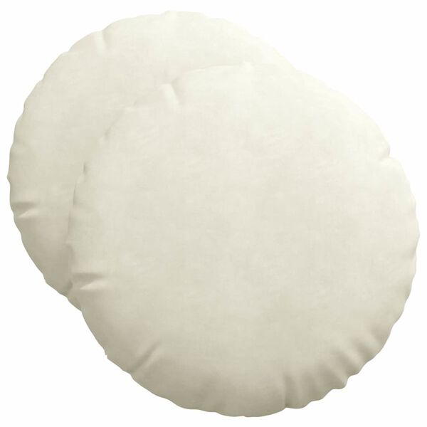 vidaXL Coussins de si&egrave;ge 2 pcs Cr&egrave;me &Oslash; 40 x 13 cm Velours