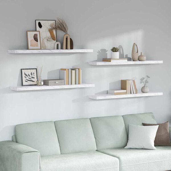 vidaXL &Eacute;tag&egrave;re Murale 4 pcs Marbre blanc 120 x 23,5 x 4 cm