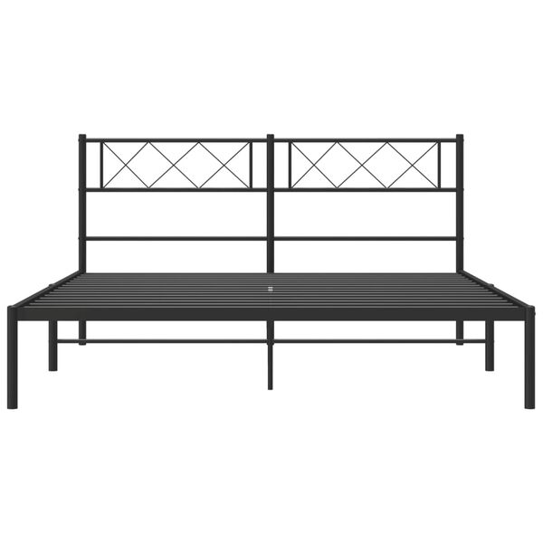 vidaXL Cadre de lit m&eacute;tal sans matelas avec t&ecirc;te de lit noir 120x190cm