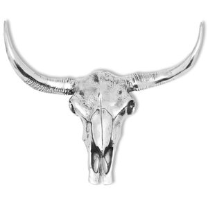 vidaXL D&eacute;coration murale en forme de cr&acirc;ne de taureau Aluminium Argent&eacute;