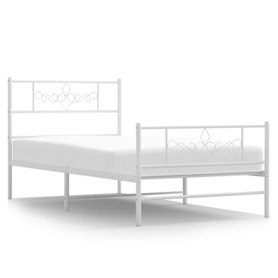 vidaXL Cadre de lit métal sans matelas et pied de lit blanc 100x200 cm