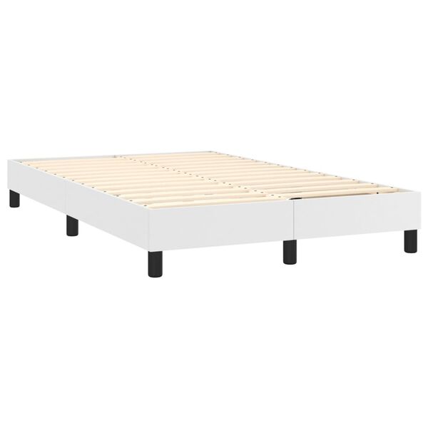 vidaXL Sommier &agrave; lattes de lit avec matelas Blanc 120x200cm Similicuir