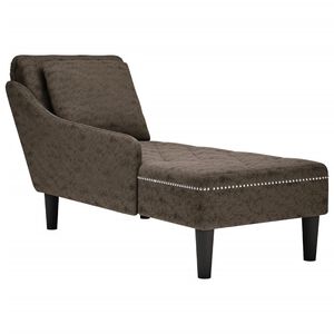vidaXL Fauteuil long et coussin/accoudoir droit gris fonc&eacute; similicuir