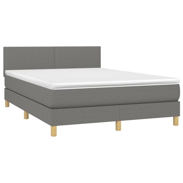 vidaXL Sommier &agrave; lattes de lit et matelas et LED Gris fonc&eacute; 140x200 cm