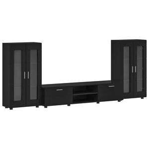 vidaXL Ensemble meuble TV FLORIN 3 pc Noir Bois d'ing&eacute;nierie