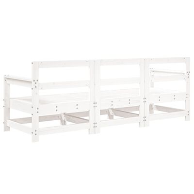 vidaXL Salon de jardin 3 pcs blanc bois massif de pin