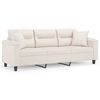 vidaXL Canap&eacute; 3 places avec oreillers et coussins Beige 180 cm