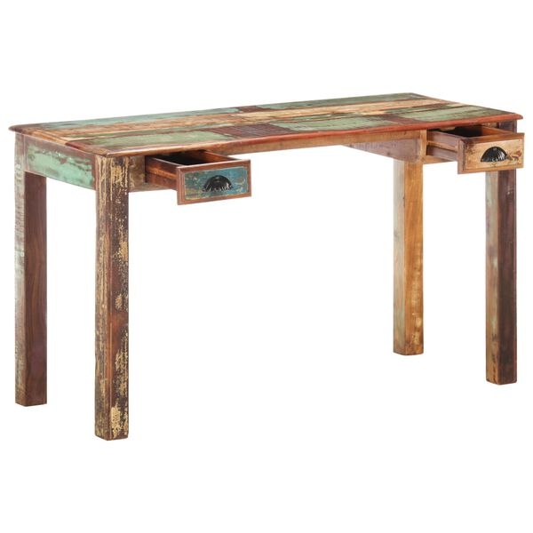vidaXL Bureau 130x55x76 cm Bois de r&eacute;cup&eacute;ration massif