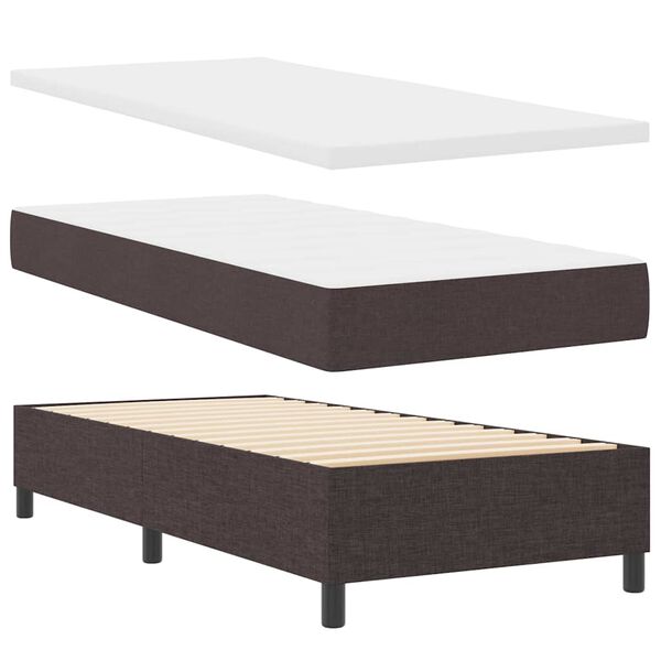 vidaXL Lit &agrave; ressorts avec matelas Marron fonc&eacute; 100 x 200 cm tissu