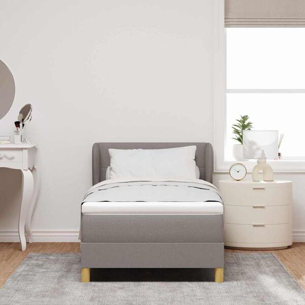 vidaXL Lit &agrave; ressorts avec matelas Taupe 90 x 190 cm tissu