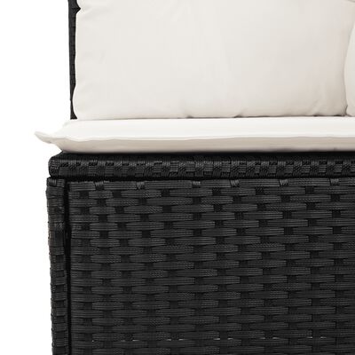 vidaXL Salon de jardin 4 pcs avec coussins noir résine tressée