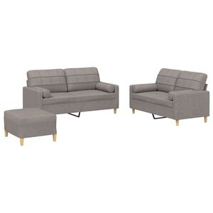 vidaXL Ensemble de canap&eacute;s 3 pcs avec coussins taupe tissu
