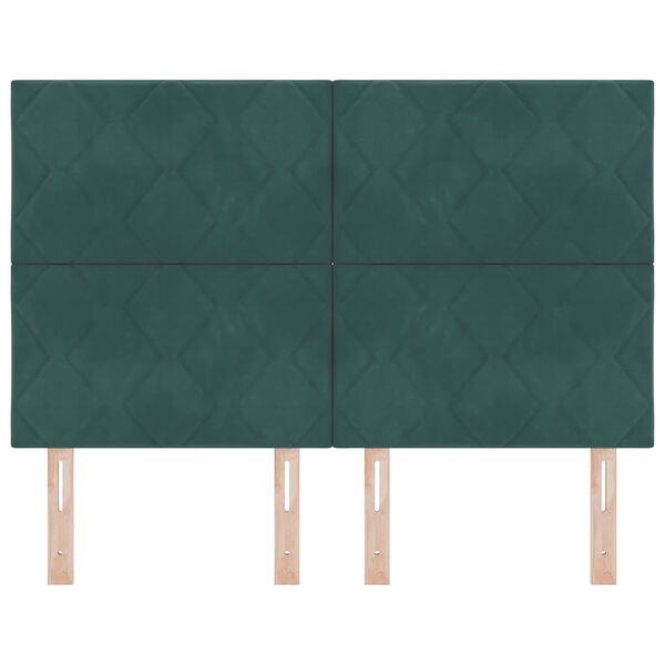 vidaXL T&ecirc;te de lit avec t&ecirc;te de lit Vert fonc&eacute; 144 cm Velours