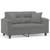 vidaXL Canap&eacute; 2 places avec oreillers gris fonc&eacute; 120 cm